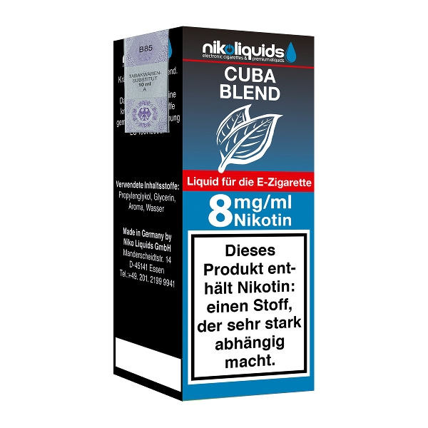 Nikoliquids Cuba Blend 8mg Liquid Flasche