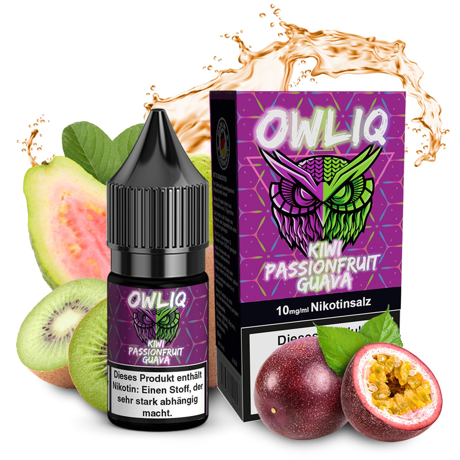 Owliq Kiwi Passionfruit Guava 10mg Nikotinsalz Liquid