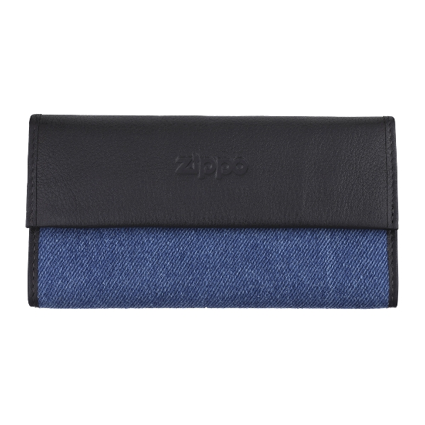 Zippo Feinschnitt-Tasche Leder schwarz / jeans