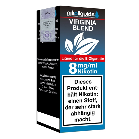 Nikoliquids Virginia Blend 8mg Liquid Flasche