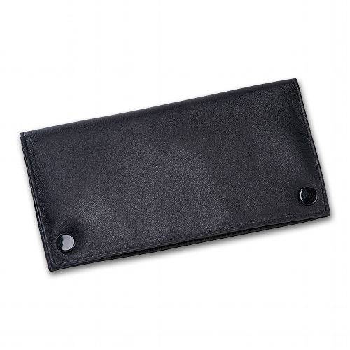 Feinschnitt-Tasche Leder Rind schwarz groß Druckknopf