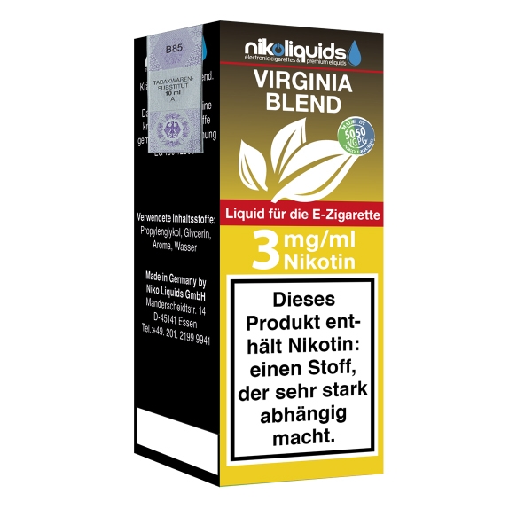 Nikoliquids Virginia Blend 3mg Liquid Flasche 50PG 50 VG