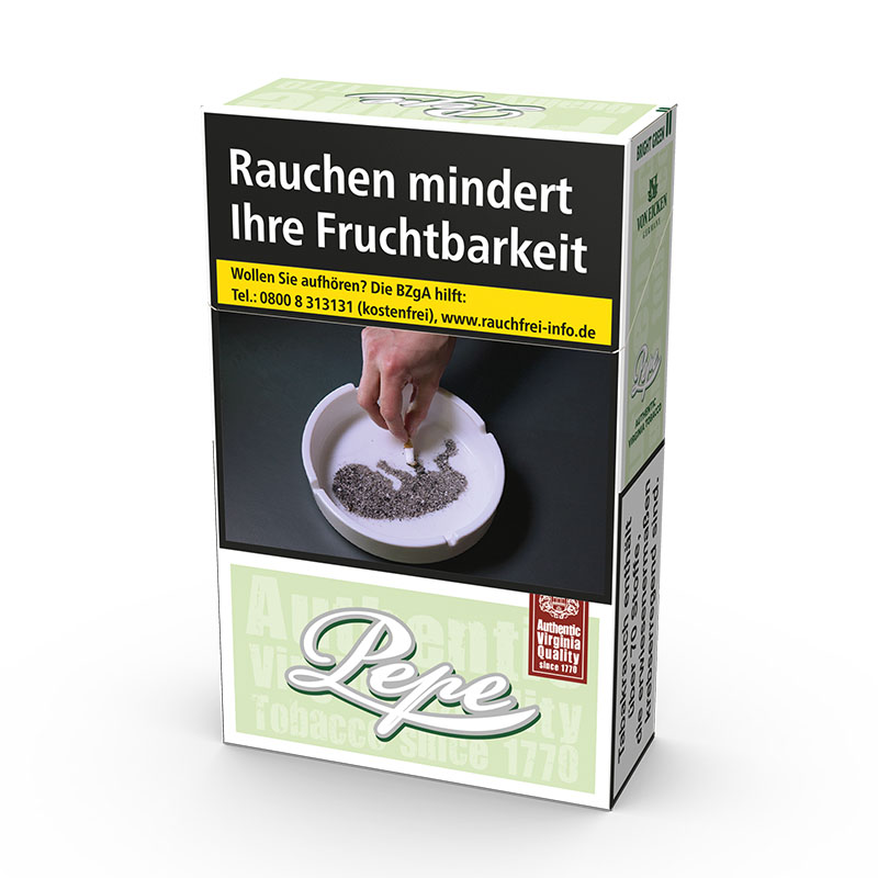 Pepe Bright Green Original Pack Zigaretten Schachtel