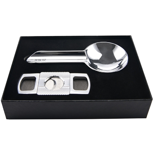 Zigarrenascher Zorr Metall Set mit Zigarrenabschneider chrom
