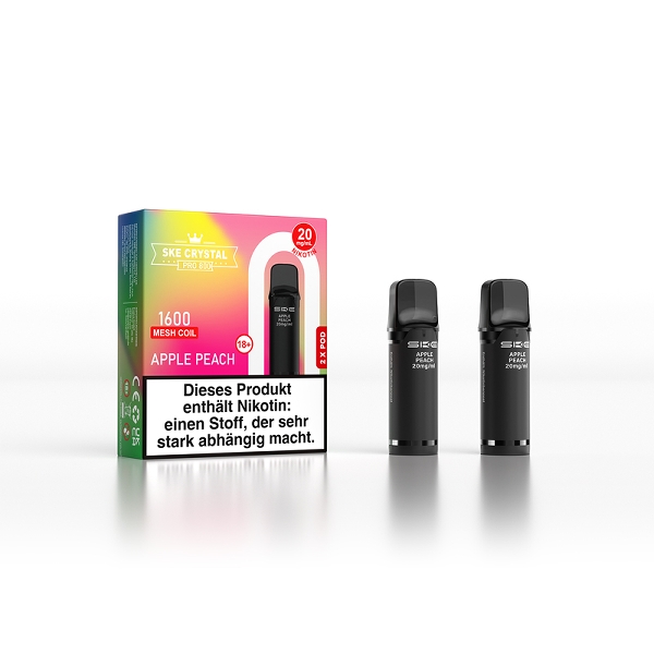 SKE Crystal 800 Pro Prefilled Pods Apple Peach 20mg Packung