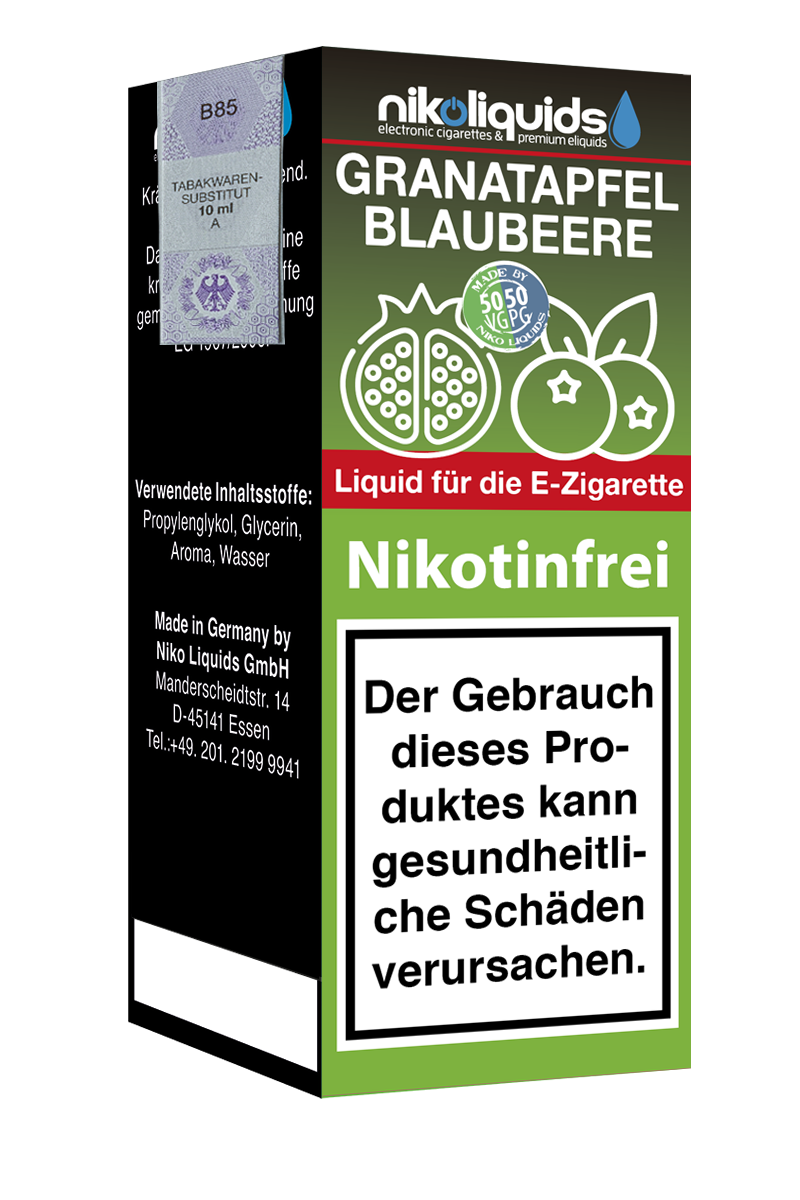 E-Liquid Nikoliquids Granatapfel Blaubeere 0 mg