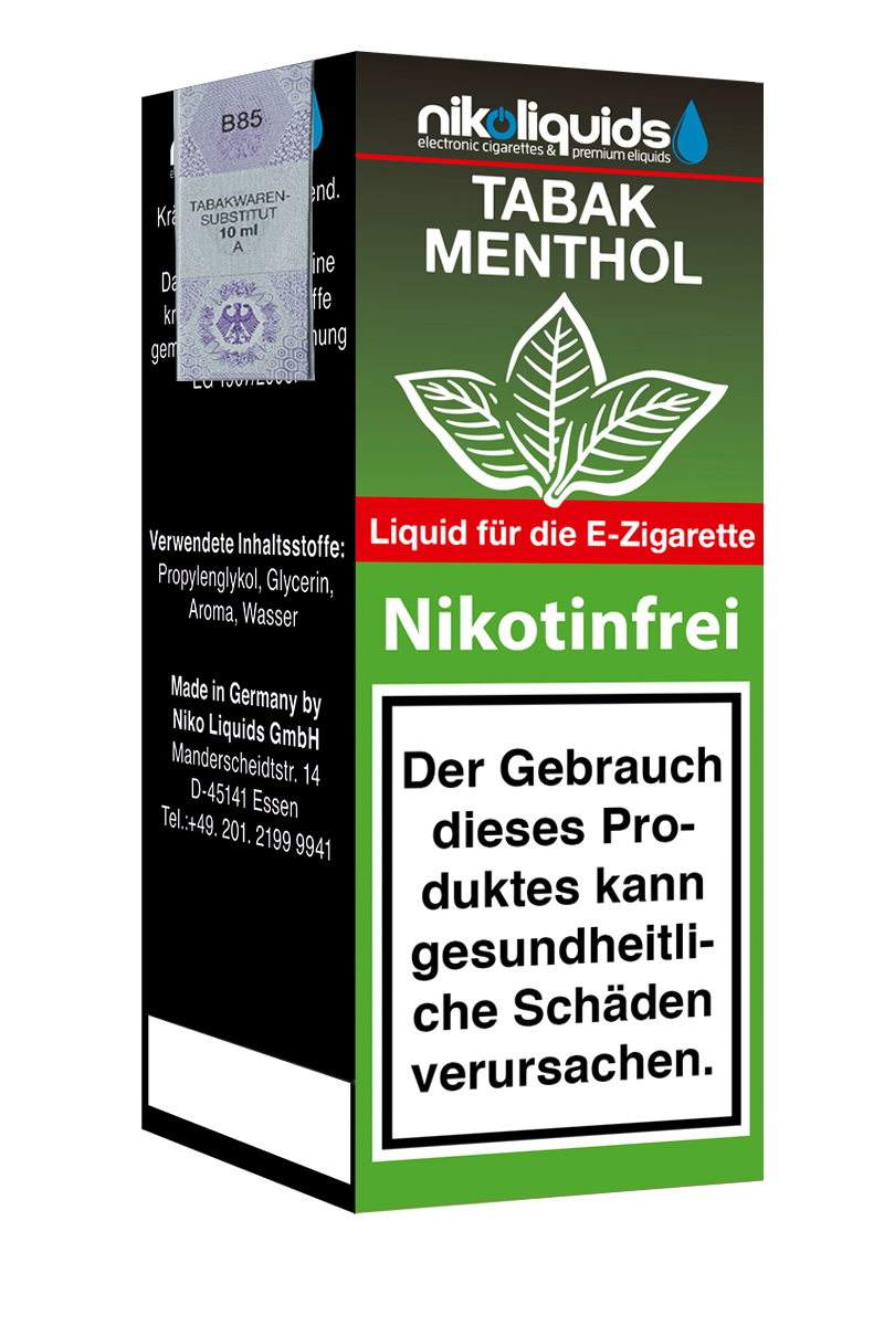 E-Liquid Nikoliquids Tabak Menthol 0 mg 70 Pg 30 Vg