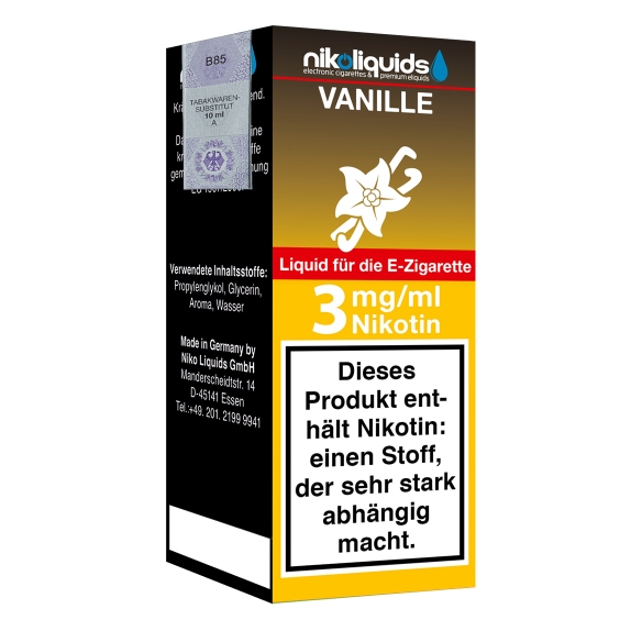 Nikoliquids Vanille 3mg Liquid Flasche