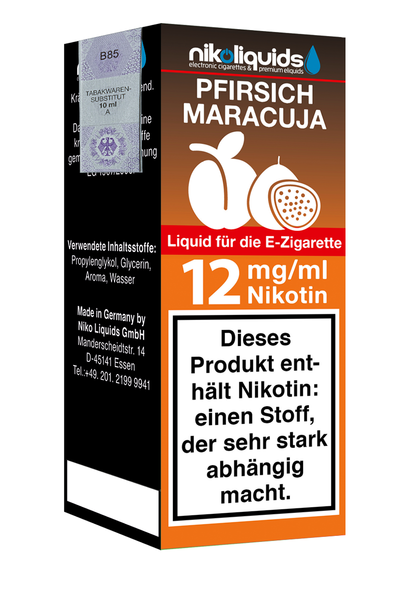 E-Liquid Nikoliquids Pfirsich-Maracuja 12 mg 70 Pg 30 Vg