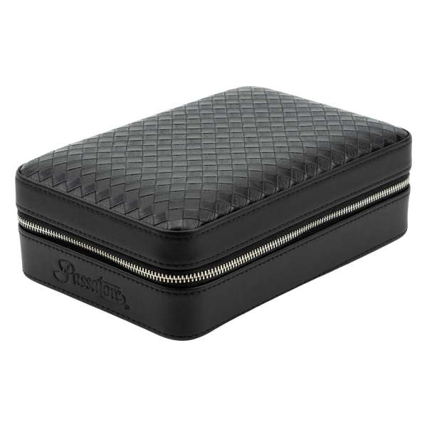 Passatore Lederoptik Schwarz Reisehumidor