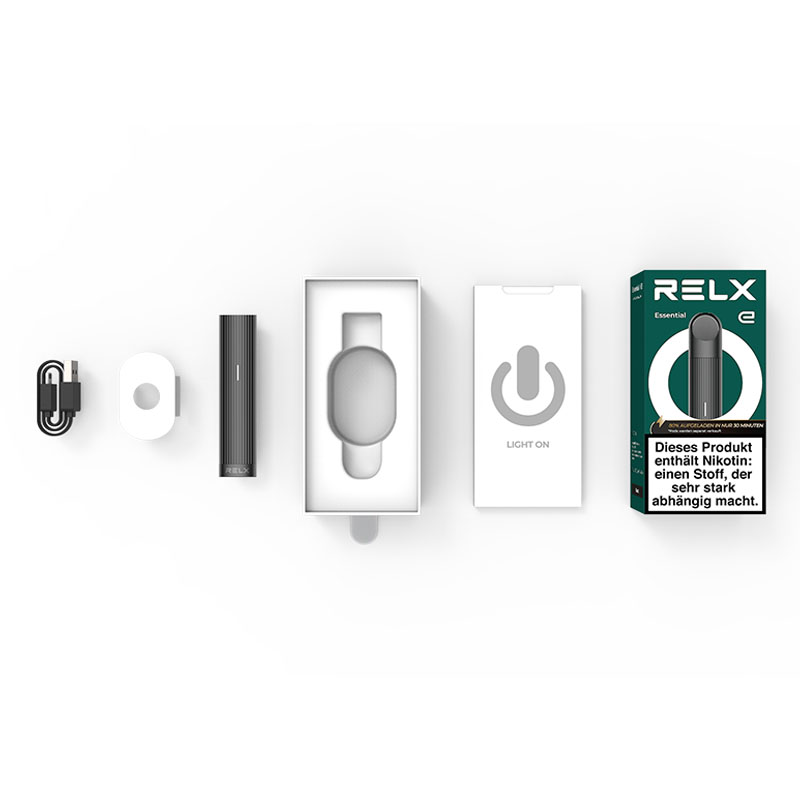 RELX Essential Black E-Zigarette Lieferumfang
