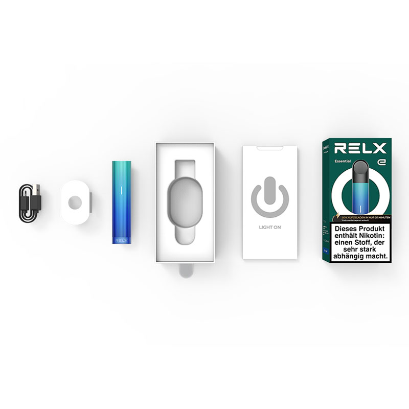 RELX Essential Blue Glow E-Zigarette Lieferumfang