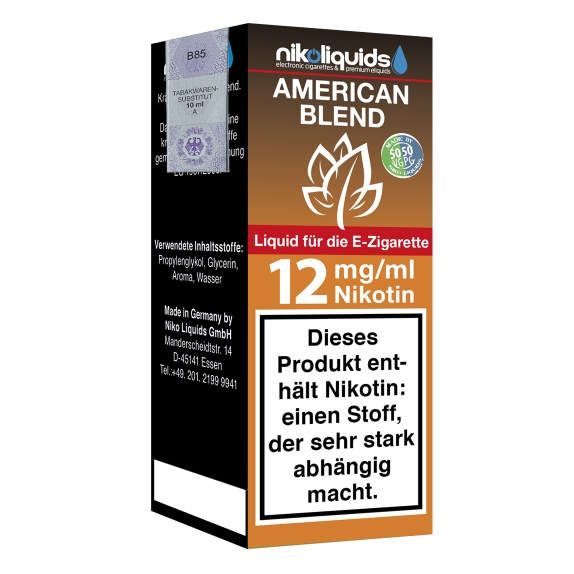 Nikoliquids American Blend 12mg Liquid Flasche 50PG 50VG