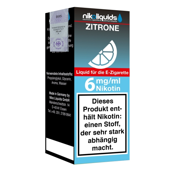E-Liquid Nikoliquids Zitrone 6 mg