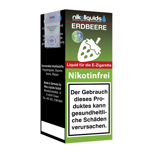 Nikoliquids Erdbeere 0mg Liquid Flasche 50PG 50VG