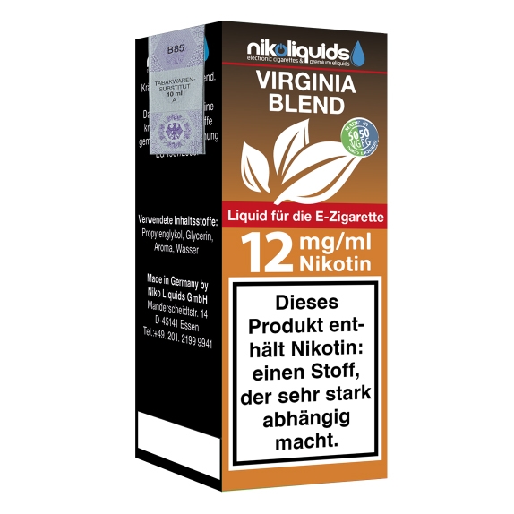 Nikoliquids Virginia Blend 12mg Liquid Flasche 50PG 50VG