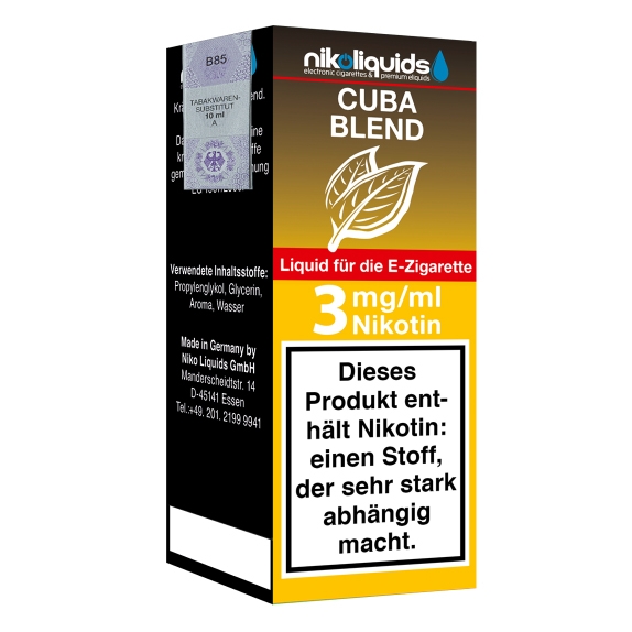 Nikoliquids Cuba Blend 3mg Liquid Flasche