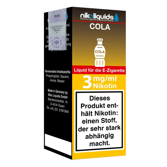 Nikoliquids Cola 3mg Liquid Flasche
