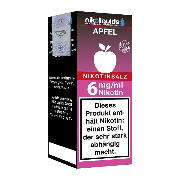 Nikoliquids Nikotinsalz Apfel 6mg Liquid Flasche