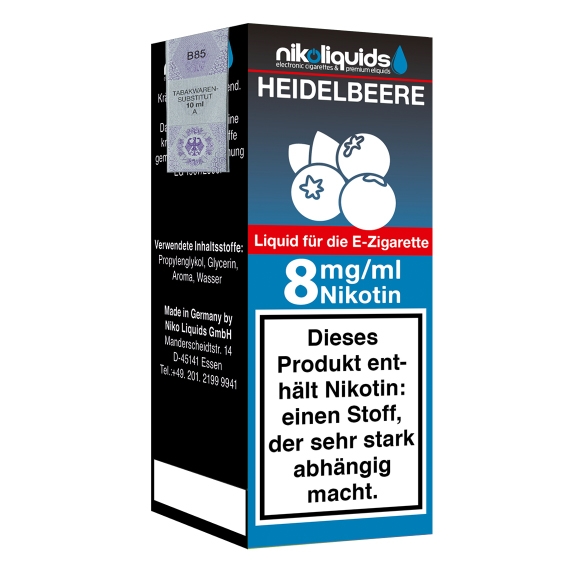 Nikoliquids Heidelbeere 8mg Liquid Flasche