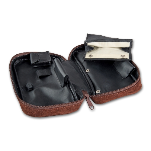 Pfeifentasche 2er Wildleder braun