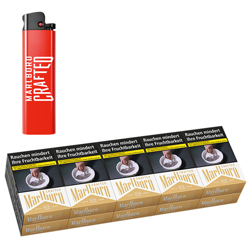 Marlboro Crafted Gold OP Zigaretten Stange + gratis Feuerzeug
