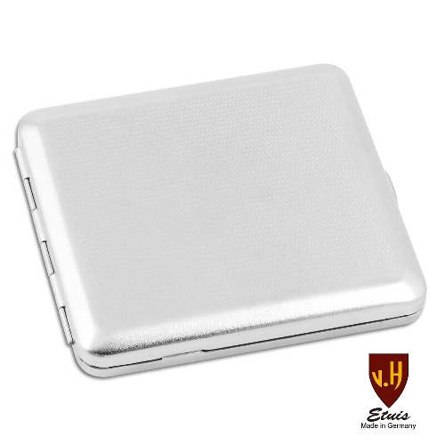 Zigarettenetui Metall 18er Nickel/satiniert Waffeln mit Gummizug