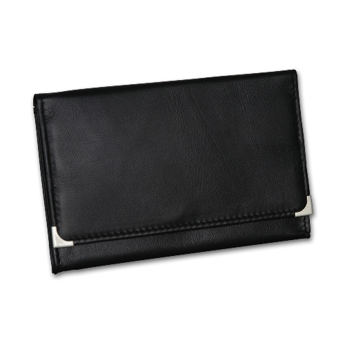 Feinschnitt-Tasche Leder Nappa schwarz mit Metallecken