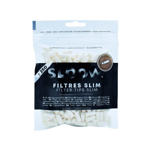 SLOOW Black Paper Filter Tips Slim 250 Stück Beutel