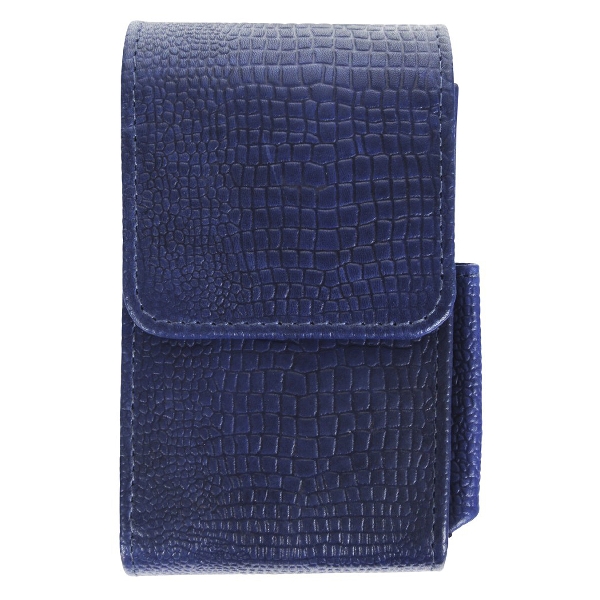 Zigarettenetui Leder blau Kroko mit Feuerzeugköcher