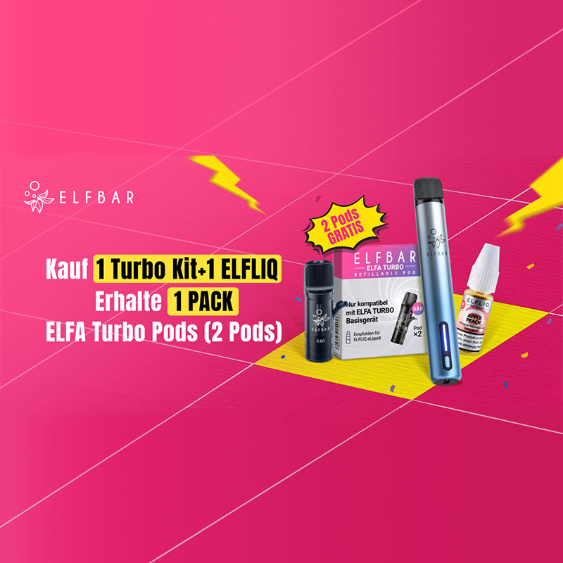 Elfbar Elfa Turbo + Elfliq Aktion + Gratis Pods Aktion